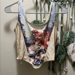 Artistic Print Sleeveless Top